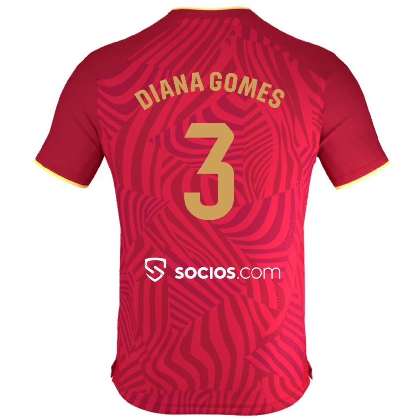 Herren Diana Catarina Ribeiro Gomes #3 Rot Auswärtstrikot Trikot 2023/24 T-Shirt