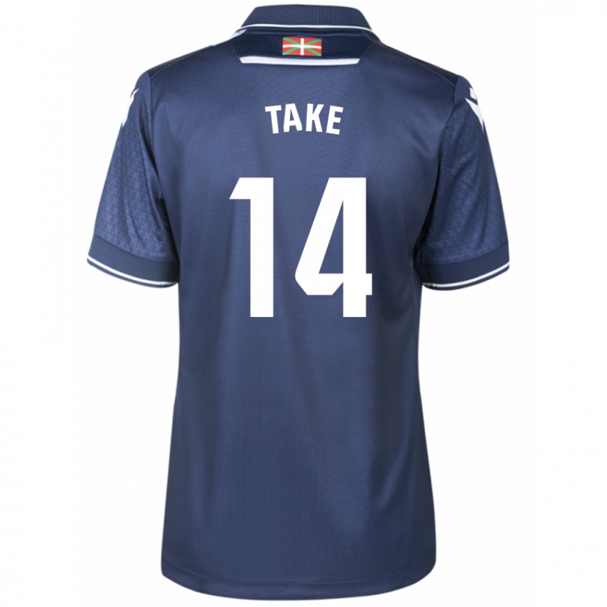 Herren Takefusa Kubo #14 Marine Auswärtstrikot Trikot 2023/24 T-Shirt