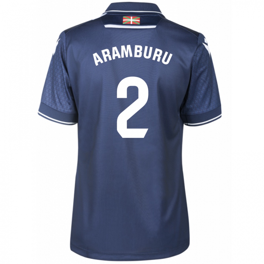 Herren Jon Aramburu #2 Marine Auswärtstrikot Trikot 2023/24 T-Shirt