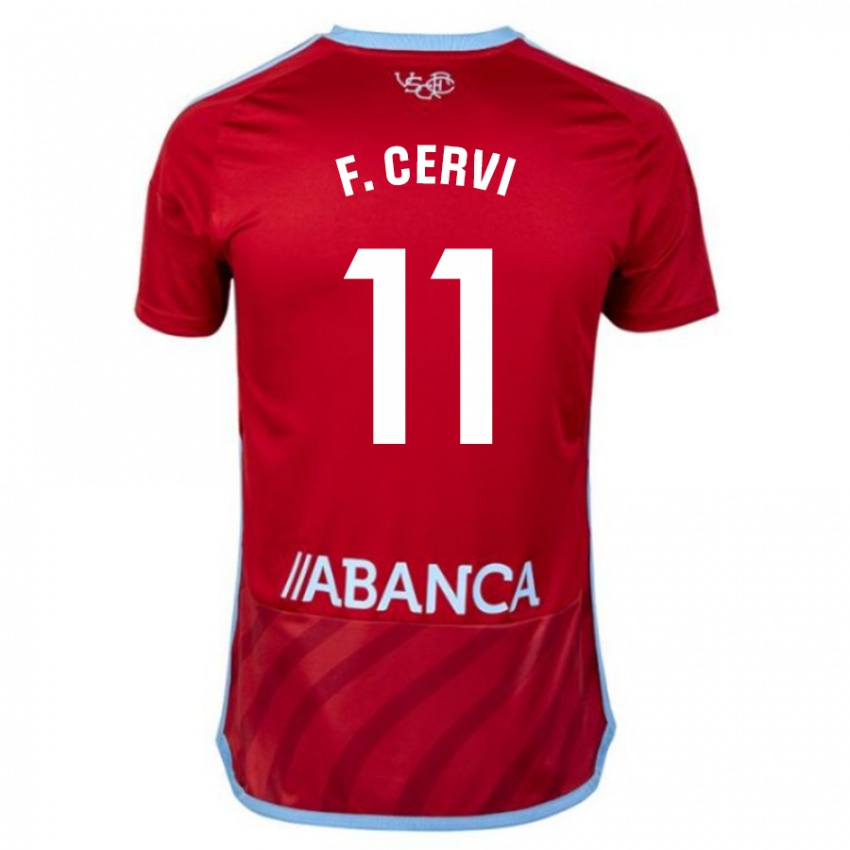 Herren Franco Cervi #11 Rot Auswärtstrikot Trikot 2023/24 T-Shirt