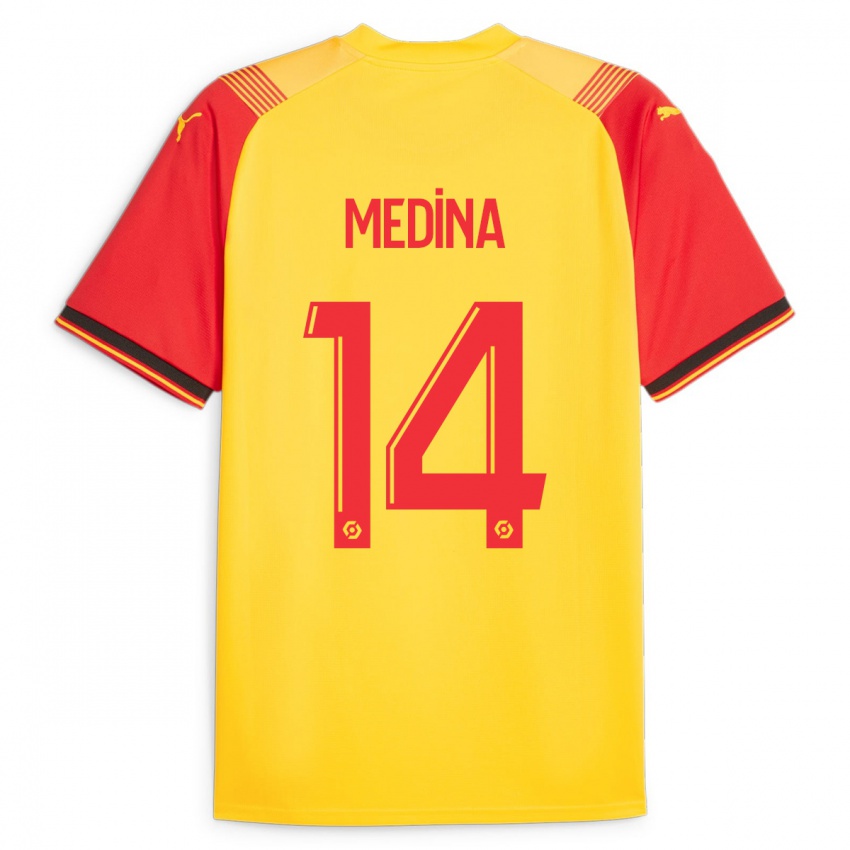 Damen Facundo Medina #14 Gelb Heimtrikot Trikot 2023/24 T-Shirt