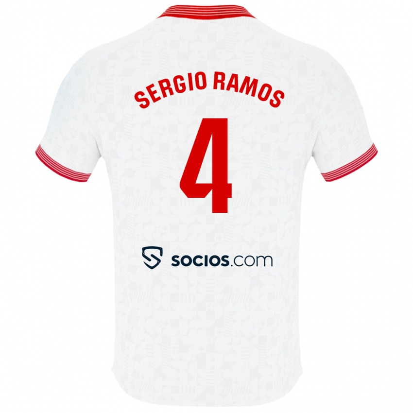 Damen Sergio Ramos #4 Weiß Heimtrikot Trikot 2023/24 T-Shirt