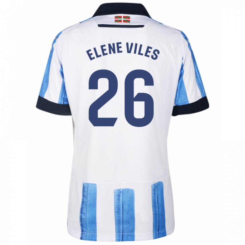 Damen Elene Viles Odriozola #26 Blau Weiss Heimtrikot Trikot 2023/24 T-Shirt