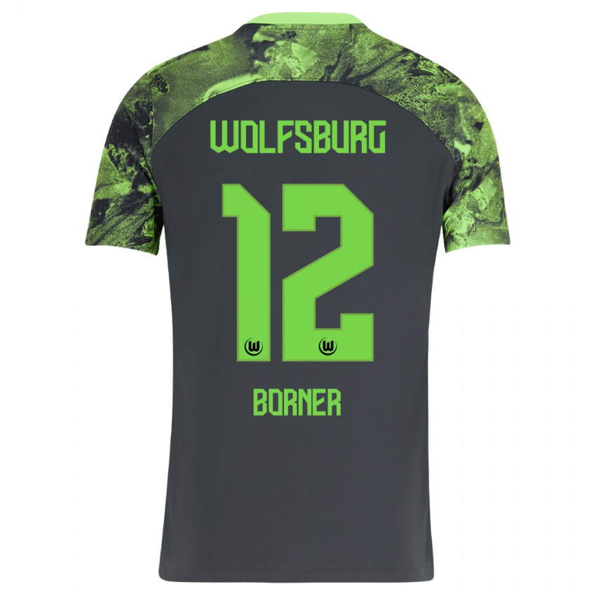 Damen Benedikt Börner #12 Dunkelgrau Auswärtstrikot Trikot 2023/24 T-Shirt