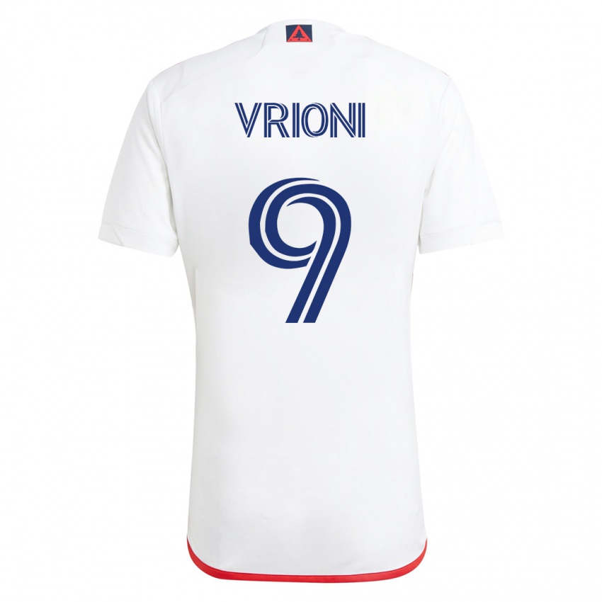 Damen Giacomo Vrioni #9 Weiß Rot Auswärtstrikot Trikot 2023/24 T-Shirt