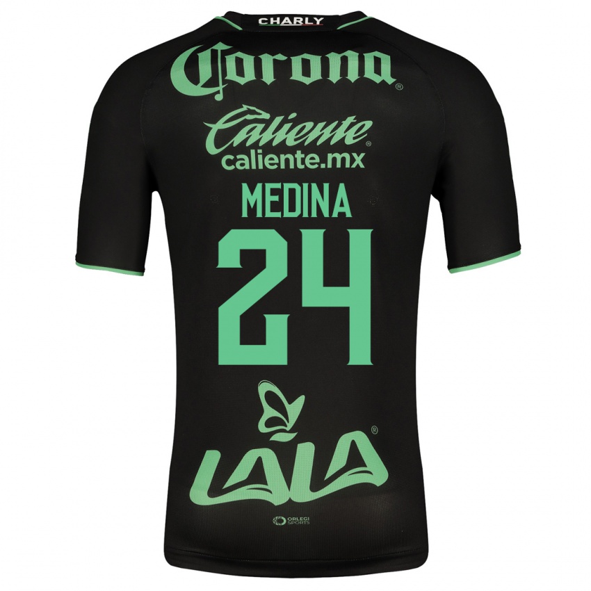 Damen Diego Medina #24 Schwarz Auswärtstrikot Trikot 2023/24 T-Shirt