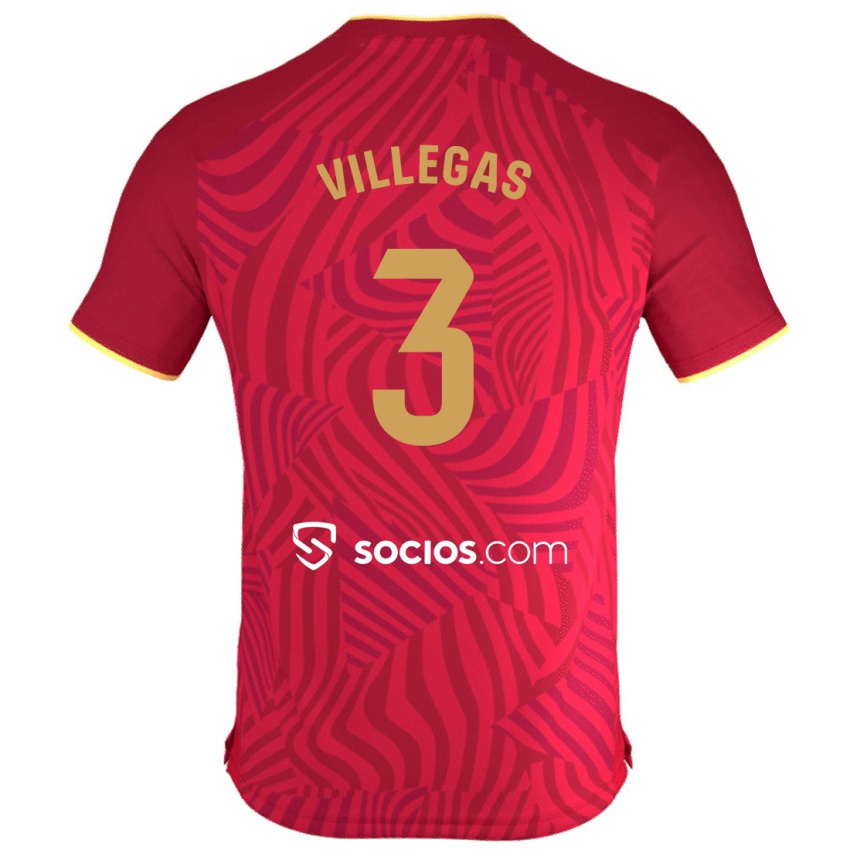 Damen Juancho Villegas #3 Rot Auswärtstrikot Trikot 2023/24 T-Shirt