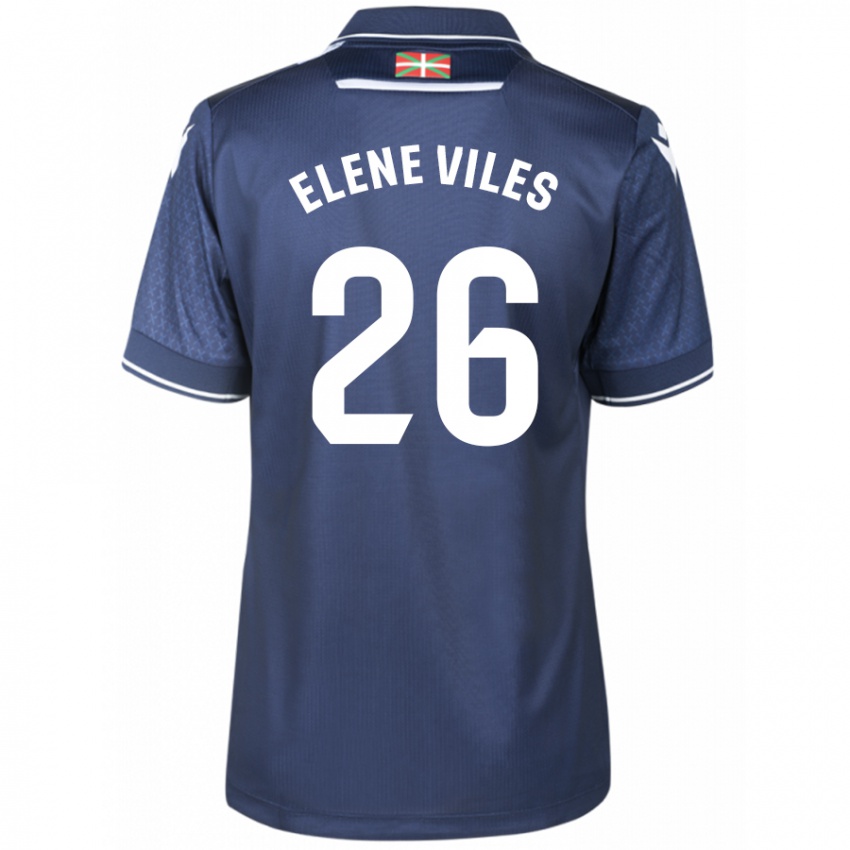 Damen Elene Viles Odriozola #26 Marine Auswärtstrikot Trikot 2023/24 T-Shirt