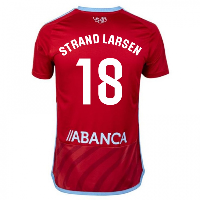 Damen Jørgen Strand Larsen #18 Rot Auswärtstrikot Trikot 2023/24 T-Shirt