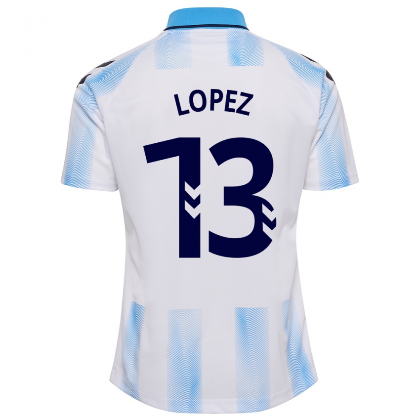 Kinder Carlos López #13 Weiß Blau Heimtrikot Trikot 2023/24 T-Shirt