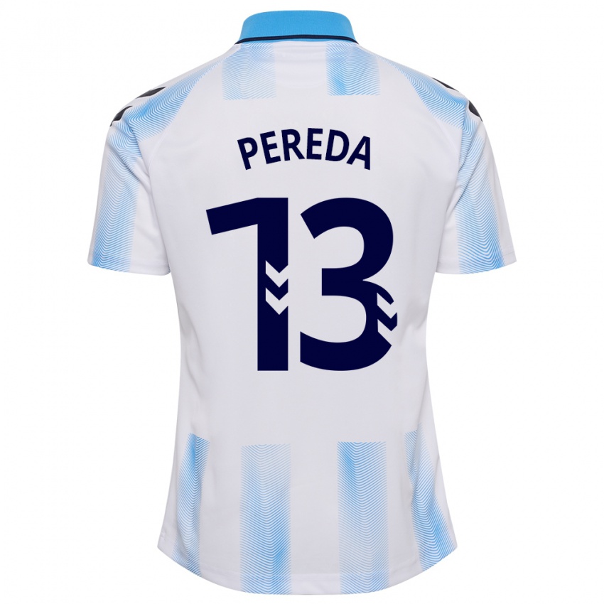 Kinder Adrián Pereda #13 Weiß Blau Heimtrikot Trikot 2023/24 T-Shirt