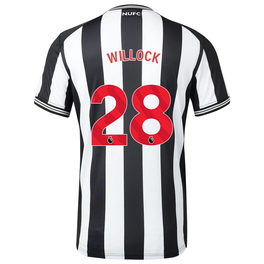 Kinder Joe Willock #28 Schwarz-Weiss Heimtrikot Trikot 2023/24 T-Shirt