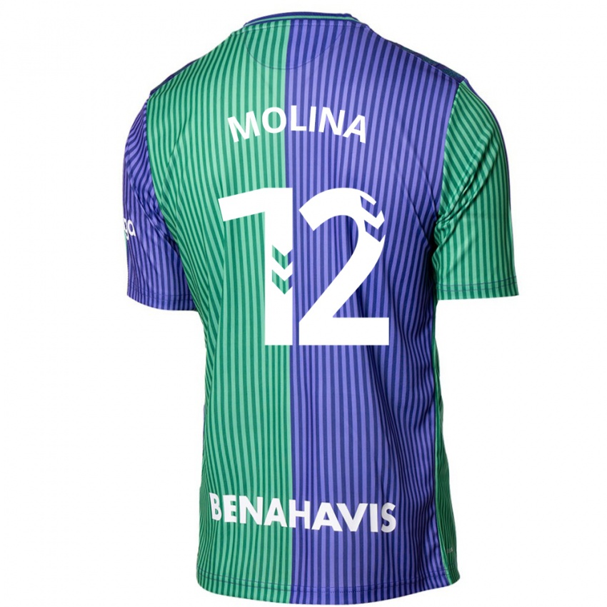 Kinder Manu Molina #12 Grün Blau Auswärtstrikot Trikot 2023/24 T-Shirt