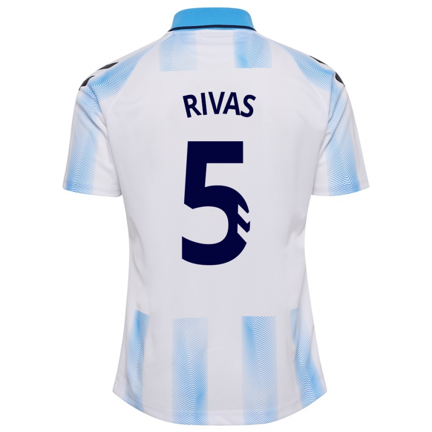 Herren Juande Rivas #5 Weiß Blau Heimtrikot Trikot 2023/24 T-Shirt