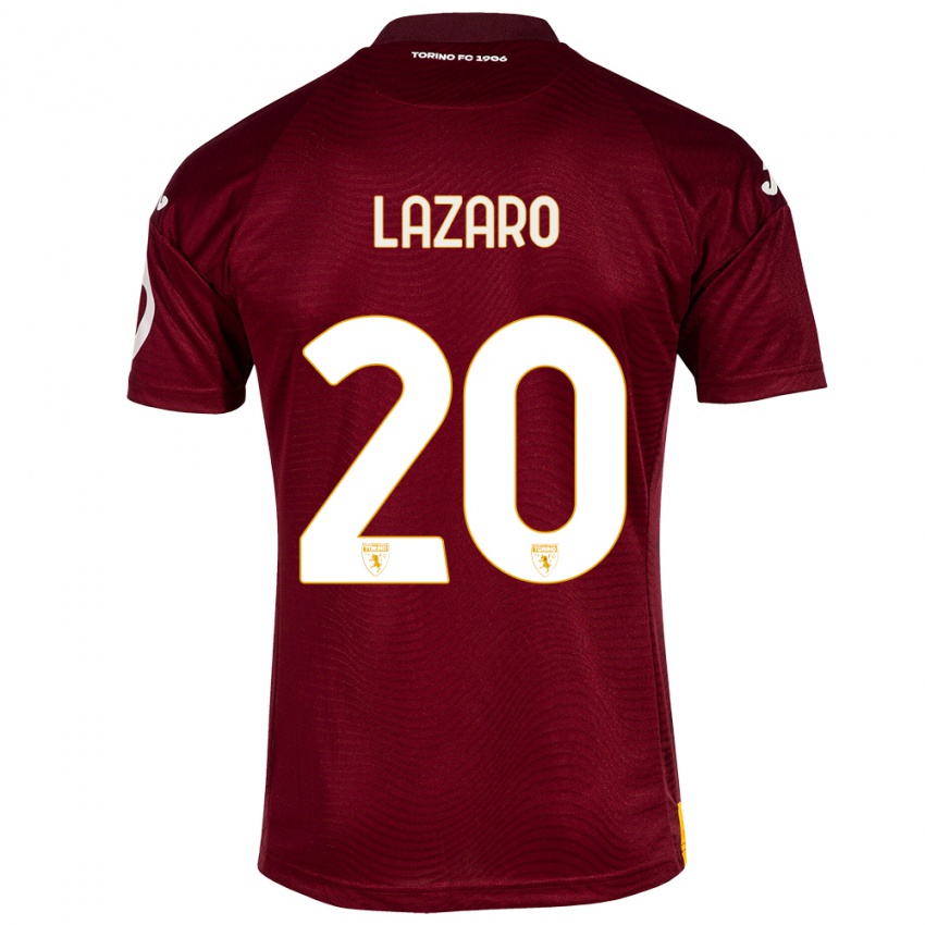 Herren Valentino Lazaro #20 Dunkelrot Heimtrikot Trikot 2023/24 T-Shirt