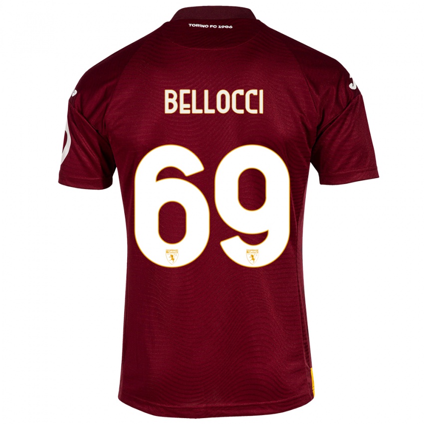 Herren Andrea Bellocci #69 Dunkelrot Heimtrikot Trikot 2023/24 T-Shirt