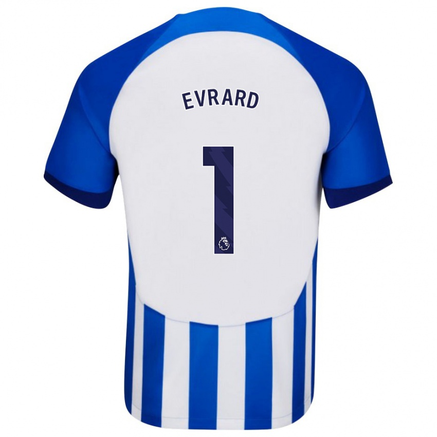 Herren Nicky Evrard #1 Blau Heimtrikot Trikot 2023/24 T-Shirt