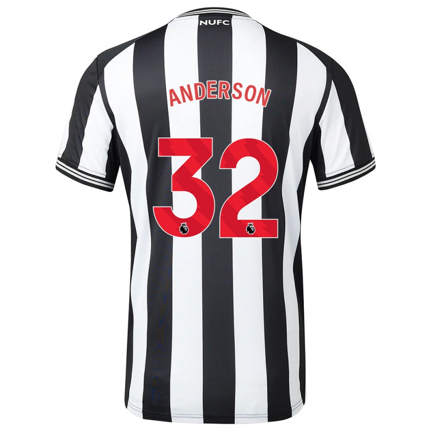 Herren Elliot Anderson #32 Schwarz-Weiss Heimtrikot Trikot 2023/24 T-Shirt
