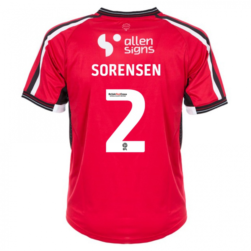 Herren Lasse Sörensen #2 Rot Heimtrikot Trikot 2023/24 T-Shirt