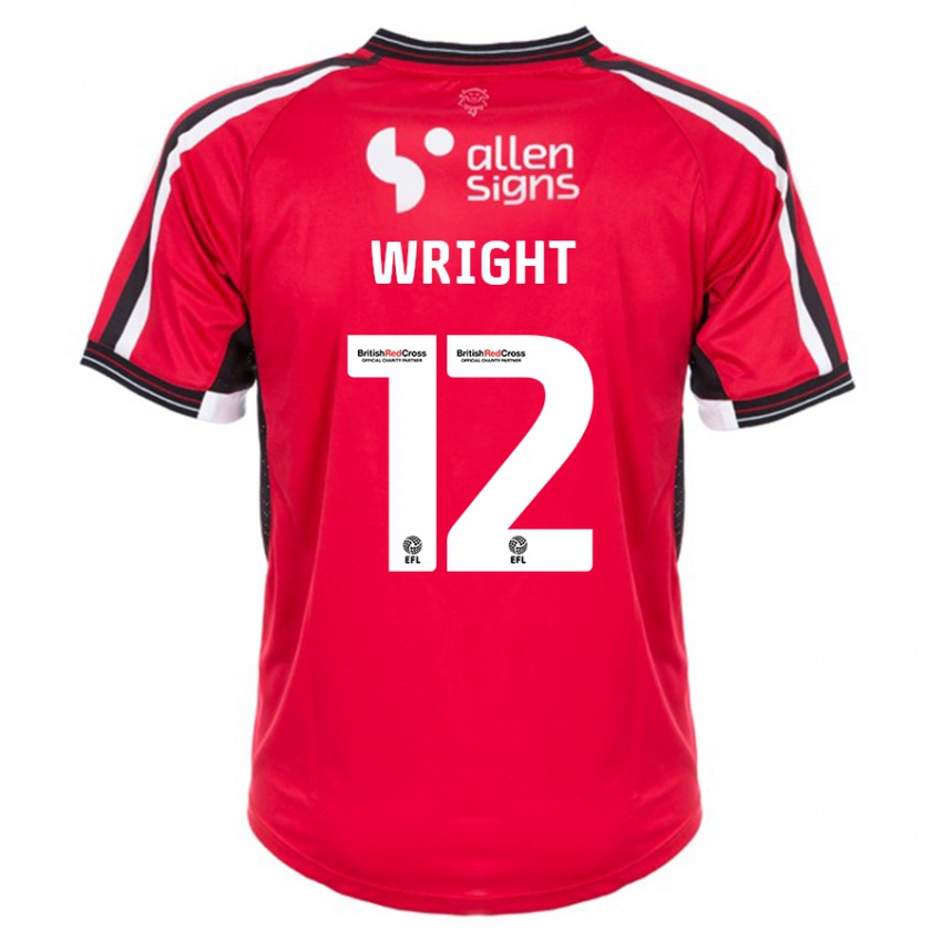 Herren Jordan Wright #12 Rot Heimtrikot Trikot 2023/24 T-Shirt