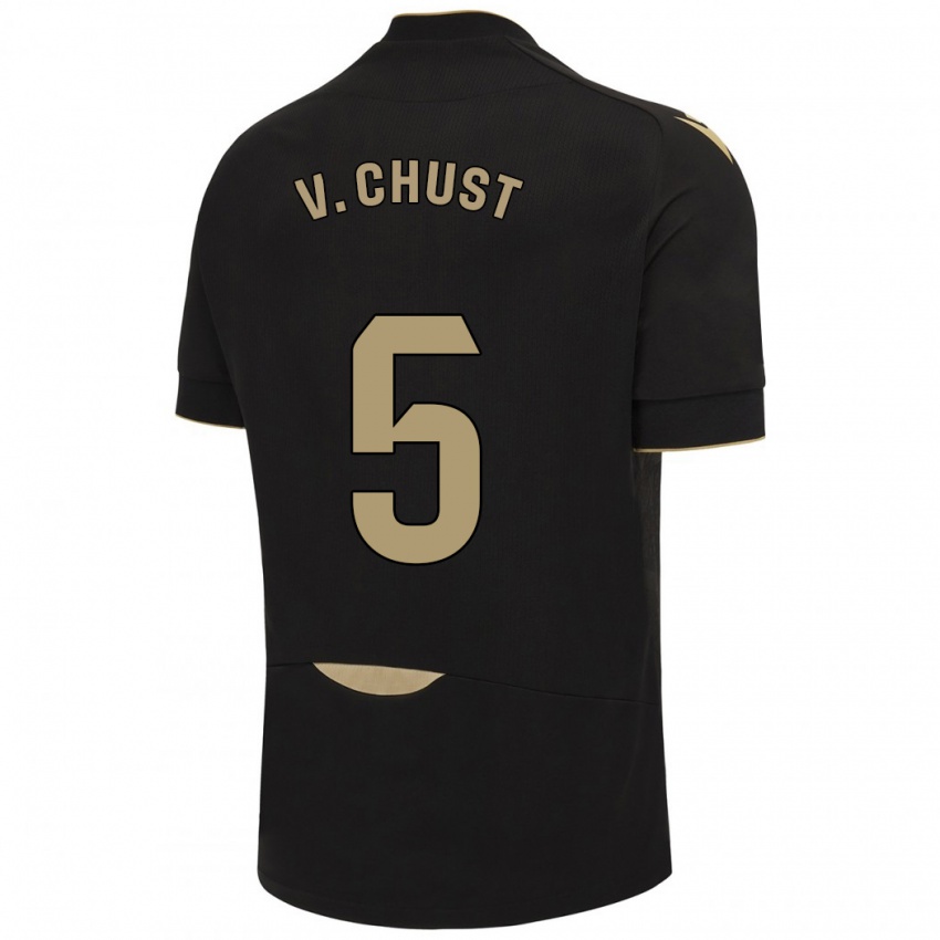 Herren Victor Chust #5 Schwarz Auswärtstrikot Trikot 2023/24 T-Shirt