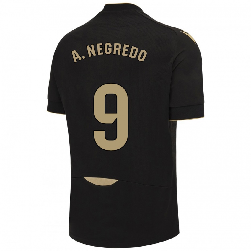 Herren Álvaro Negredo #9 Schwarz Auswärtstrikot Trikot 2023/24 T-Shirt