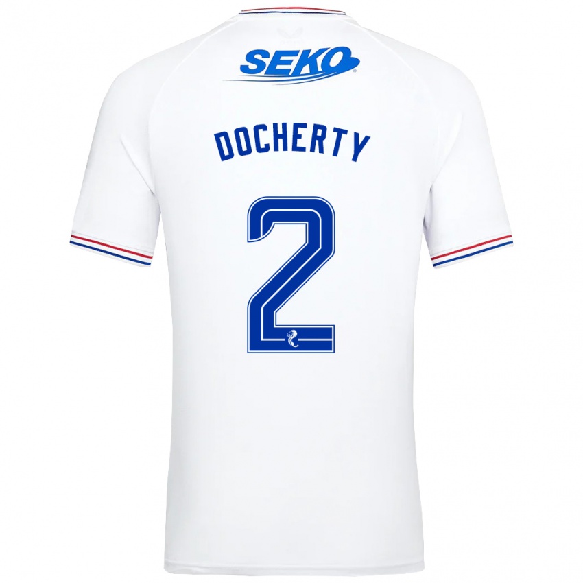 Herren Nicola Docherty #2 Weiß Auswärtstrikot Trikot 2023/24 T-Shirt
