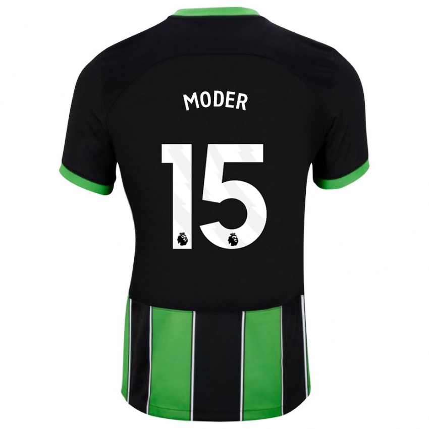 Herren Jakub Moder #15 Schwarz Grün Auswärtstrikot Trikot 2023/24 T-Shirt