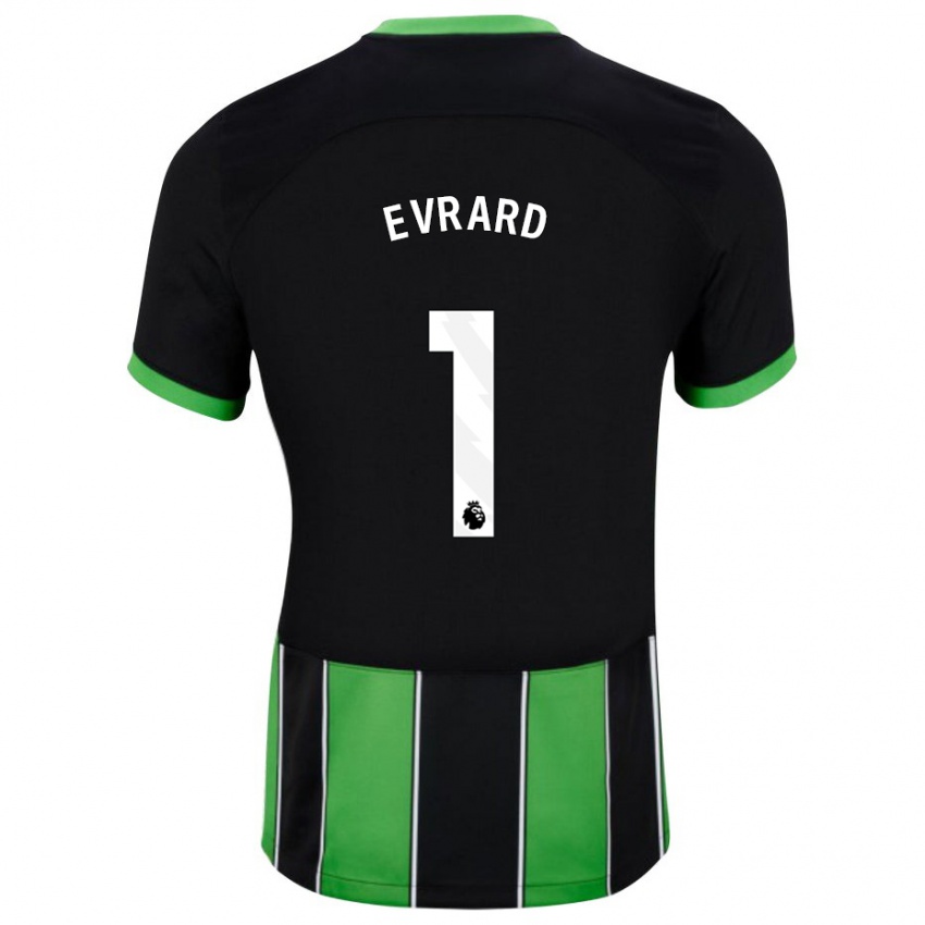 Herren Nicky Evrard #1 Schwarz Grün Auswärtstrikot Trikot 2023/24 T-Shirt