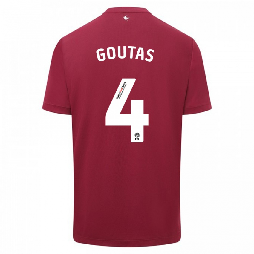 Herren Dimitrios Goutas #4 Rot Auswärtstrikot Trikot 2023/24 T-Shirt