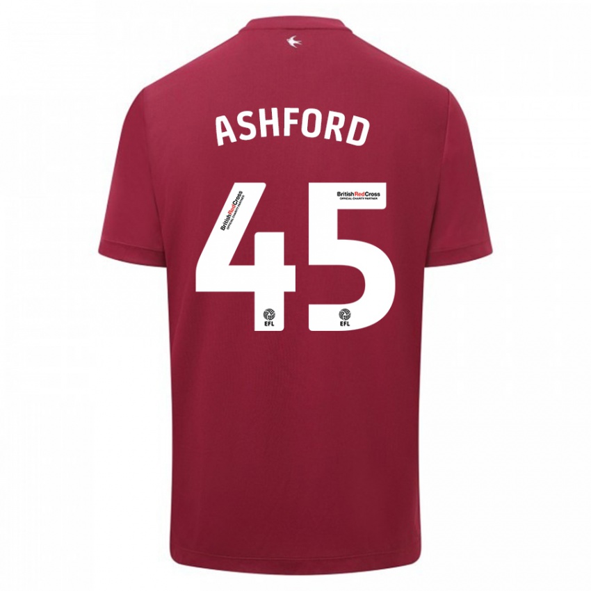 Herren Cian Ashford #45 Rot Auswärtstrikot Trikot 2023/24 T-Shirt