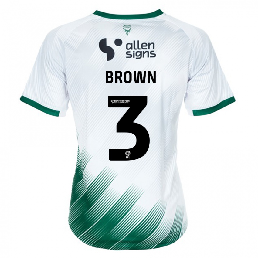 Herren Jaden Brown #3 Weiß Auswärtstrikot Trikot 2023/24 T-Shirt
