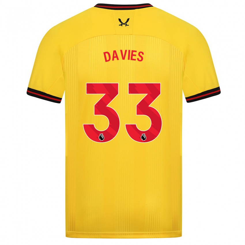 Herren Bethan Davies #33 Gelb Auswärtstrikot Trikot 2023/24 T-Shirt