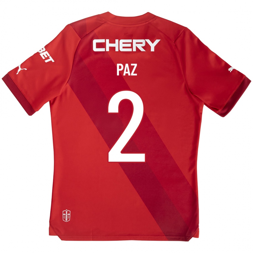 Herren Nehuen Paz #2 Rot Auswärtstrikot Trikot 2023/24 T-Shirt