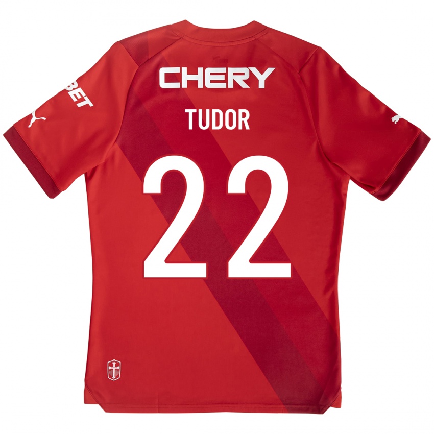Herren Milan Tudor #22 Rot Auswärtstrikot Trikot 2023/24 T-Shirt