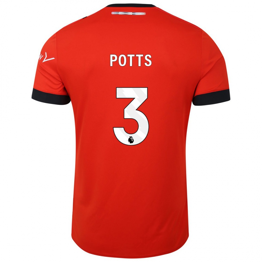 Damen Dan Potts #3 Rot Heimtrikot Trikot 2023/24 T-Shirt