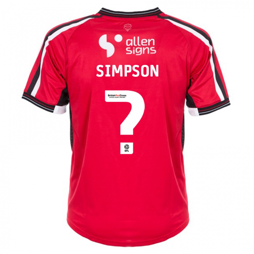 Damen John Simpson #0 Rot Heimtrikot Trikot 2023/24 T-Shirt