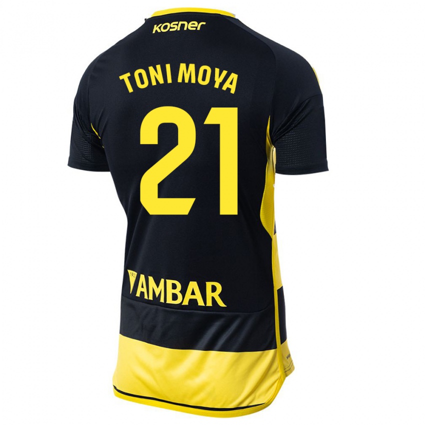 Damen Toni Moya #21 Schwarz Gelb Auswärtstrikot Trikot 2023/24 T-Shirt