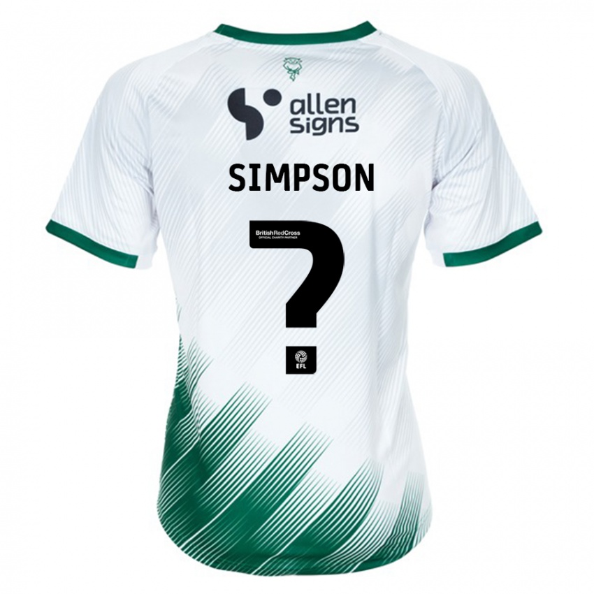 Damen John Simpson #0 Weiß Auswärtstrikot Trikot 2023/24 T-Shirt
