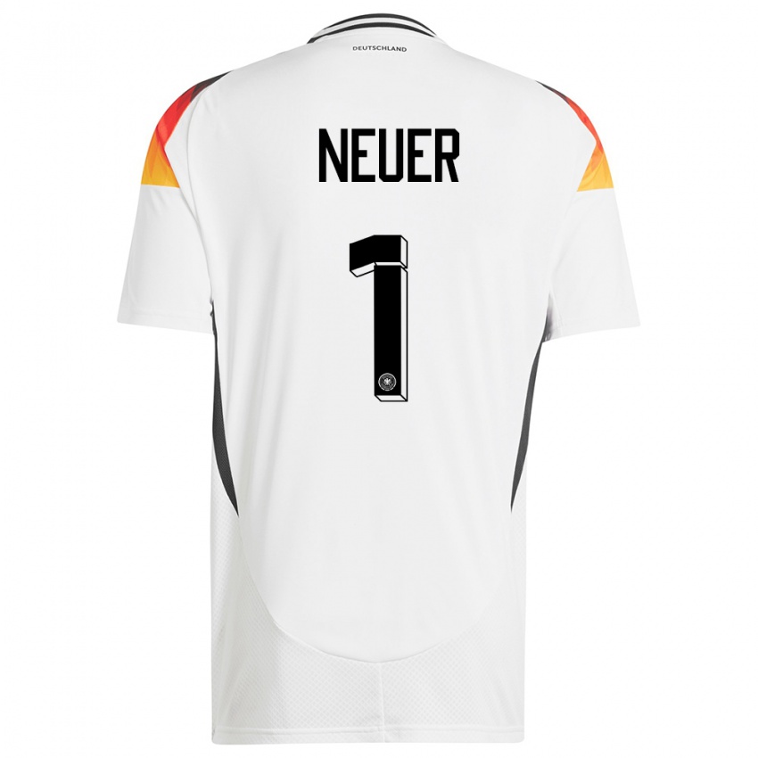 Kinder Deutschland Manuel Neuer #1 Weiß Heimtrikot Trikot 24-26 T-Shirt