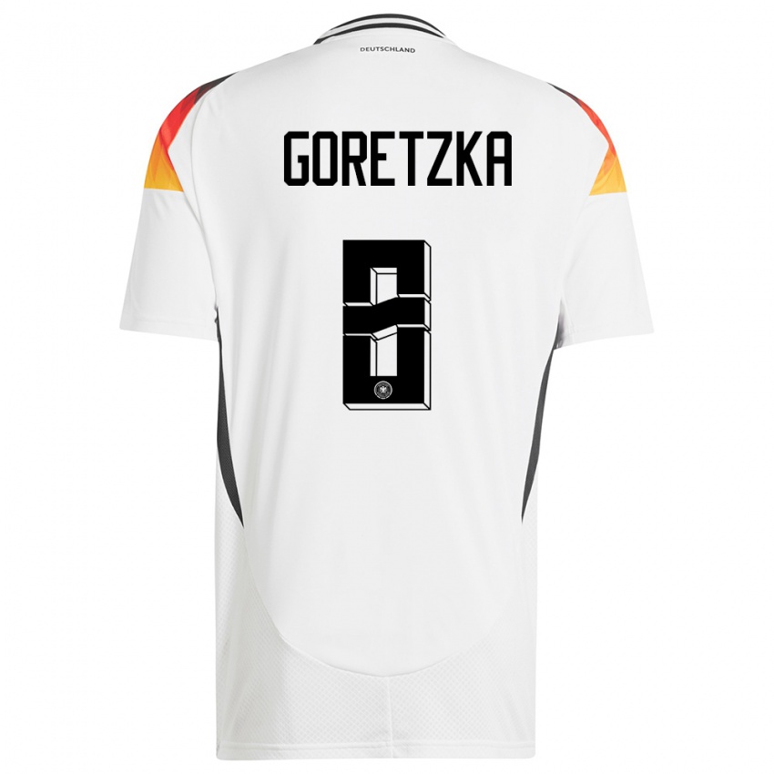 Kinder Deutschland Leon Goretzka #8 Weiß Heimtrikot Trikot 24-26 T-Shirt