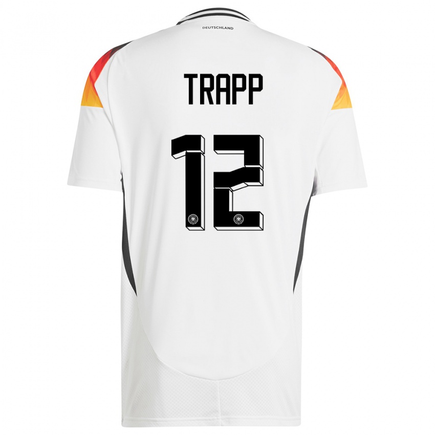 Kinder Deutschland Kevin Trapp #12 Weiß Heimtrikot Trikot 24-26 T-Shirt