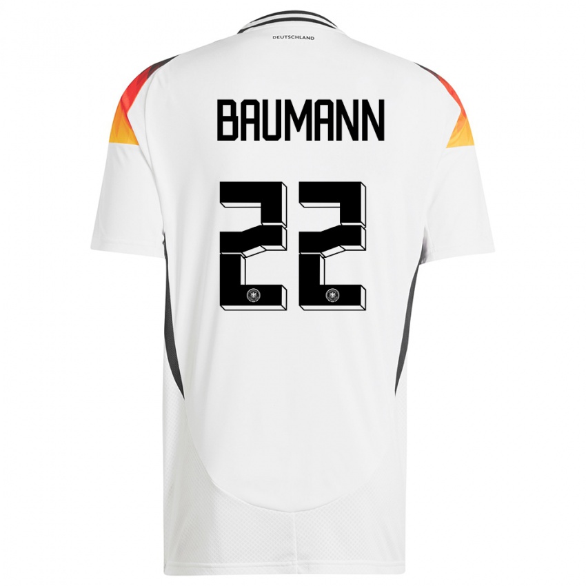 Kinder Deutschland Oliver Baumann #22 Weiß Heimtrikot Trikot 24-26 T-Shirt