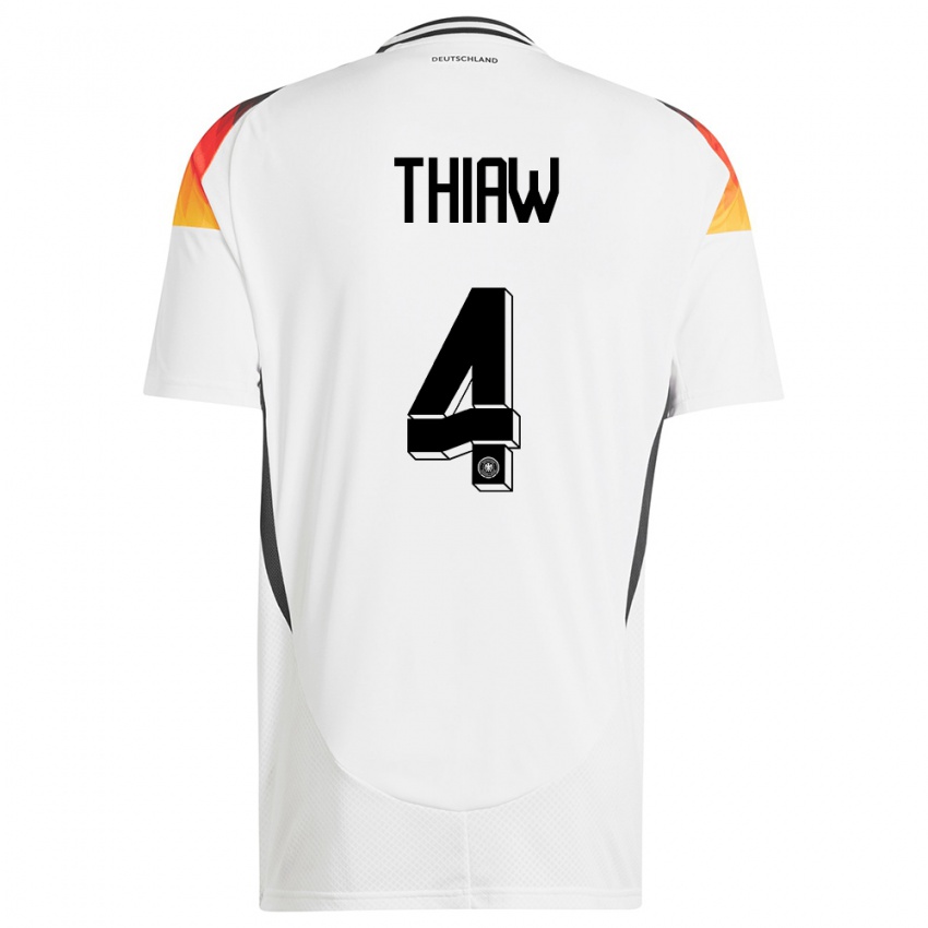 Kinder Deutschland Malick Thiaw #4 Weiß Heimtrikot Trikot 24-26 T-Shirt