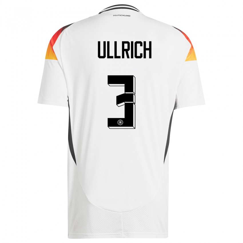 Kinder Deutschland Lukas Ullrich #3 Weiß Heimtrikot Trikot 24-26 T-Shirt