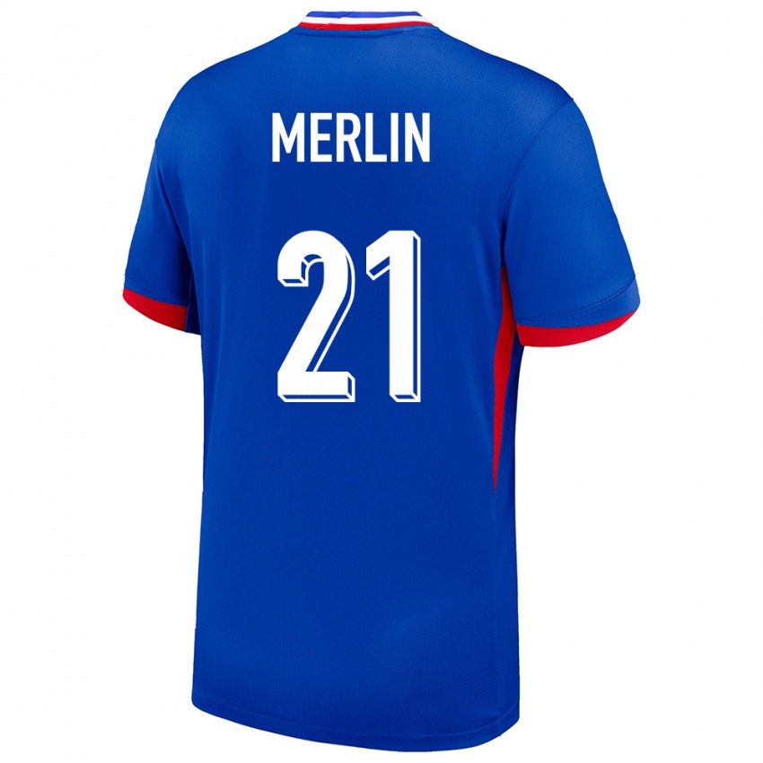 Kinder Frankreich Quentin Merlin #21 Blau Heimtrikot Trikot 24-26 T-Shirt
