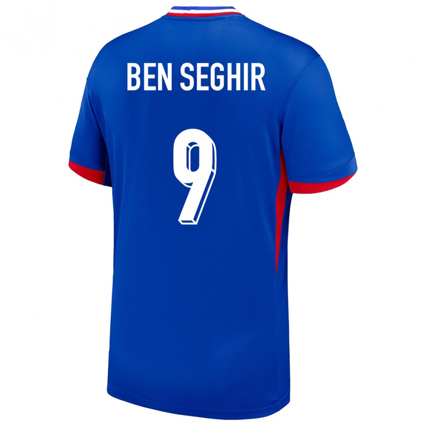 Kinder Frankreich Salim Ben Seghir #9 Blau Heimtrikot Trikot 24-26 T-Shirt