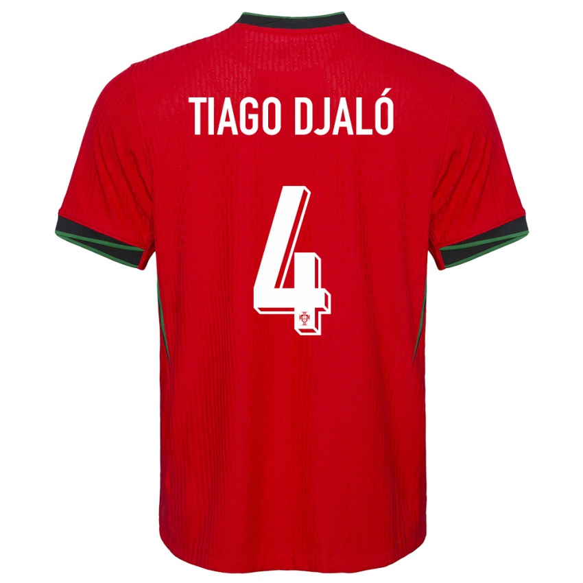 Kinder Portugal Tiago Djalo #4 Rot Heimtrikot Trikot 24-26 T-Shirt