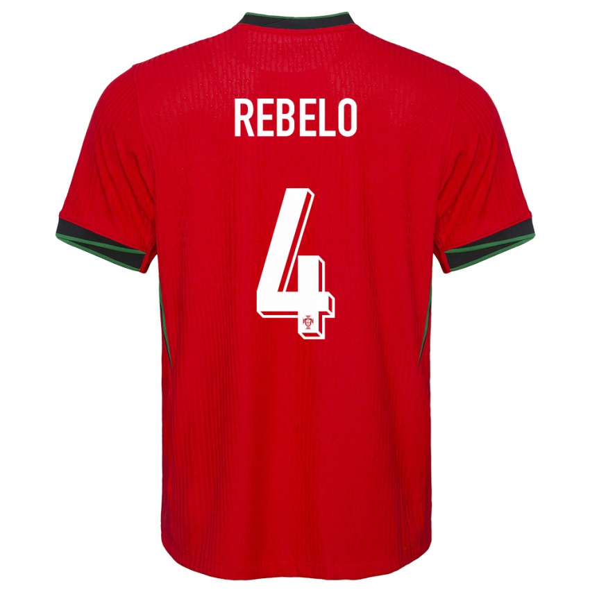 Kinder Portugal Silvia Rebelo #4 Rot Heimtrikot Trikot 24-26 T-Shirt