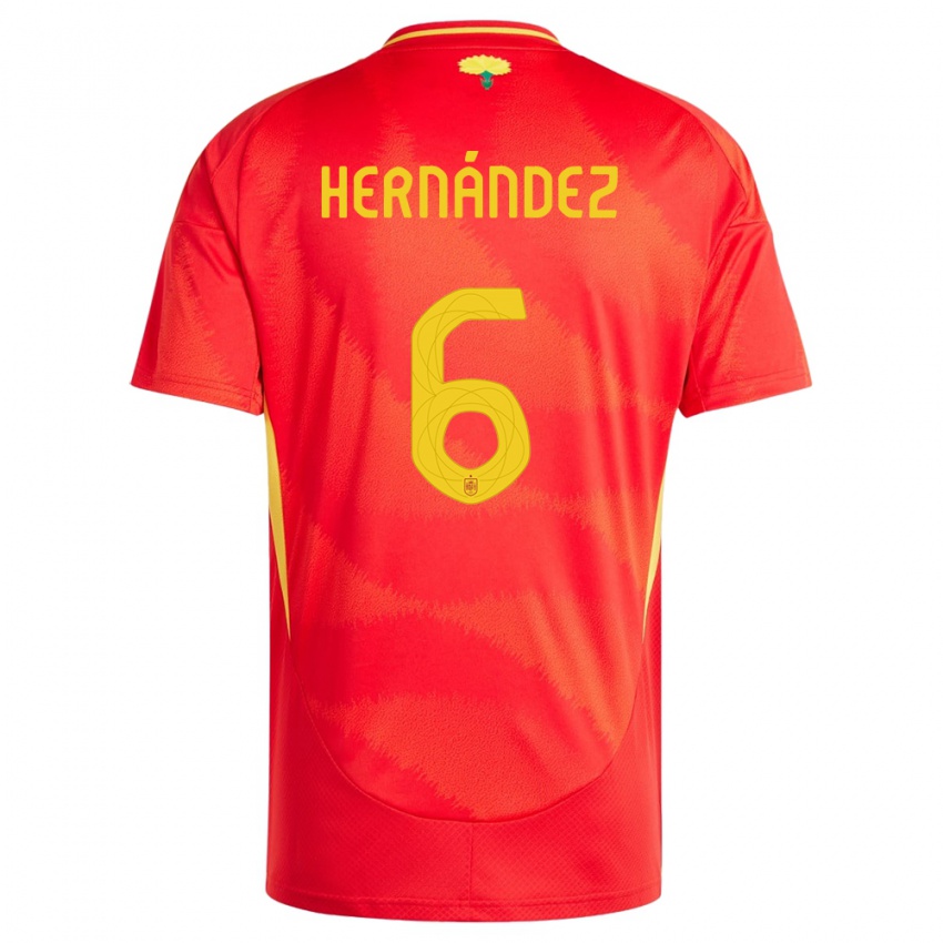 Kinder Spanien Gerard Hernandez #6 Rot Heimtrikot Trikot 24-26 T-Shirt